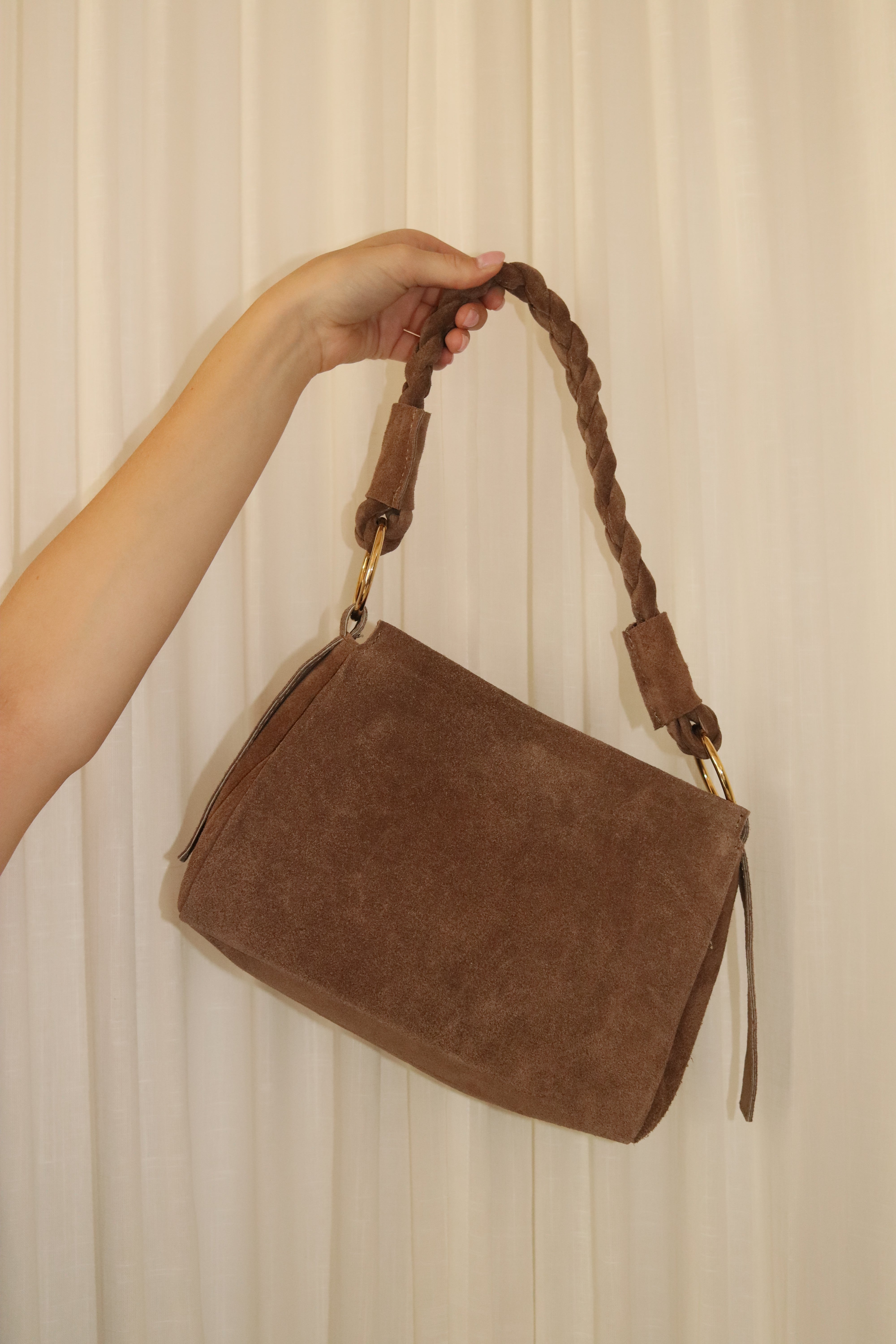 Suede bag taupe