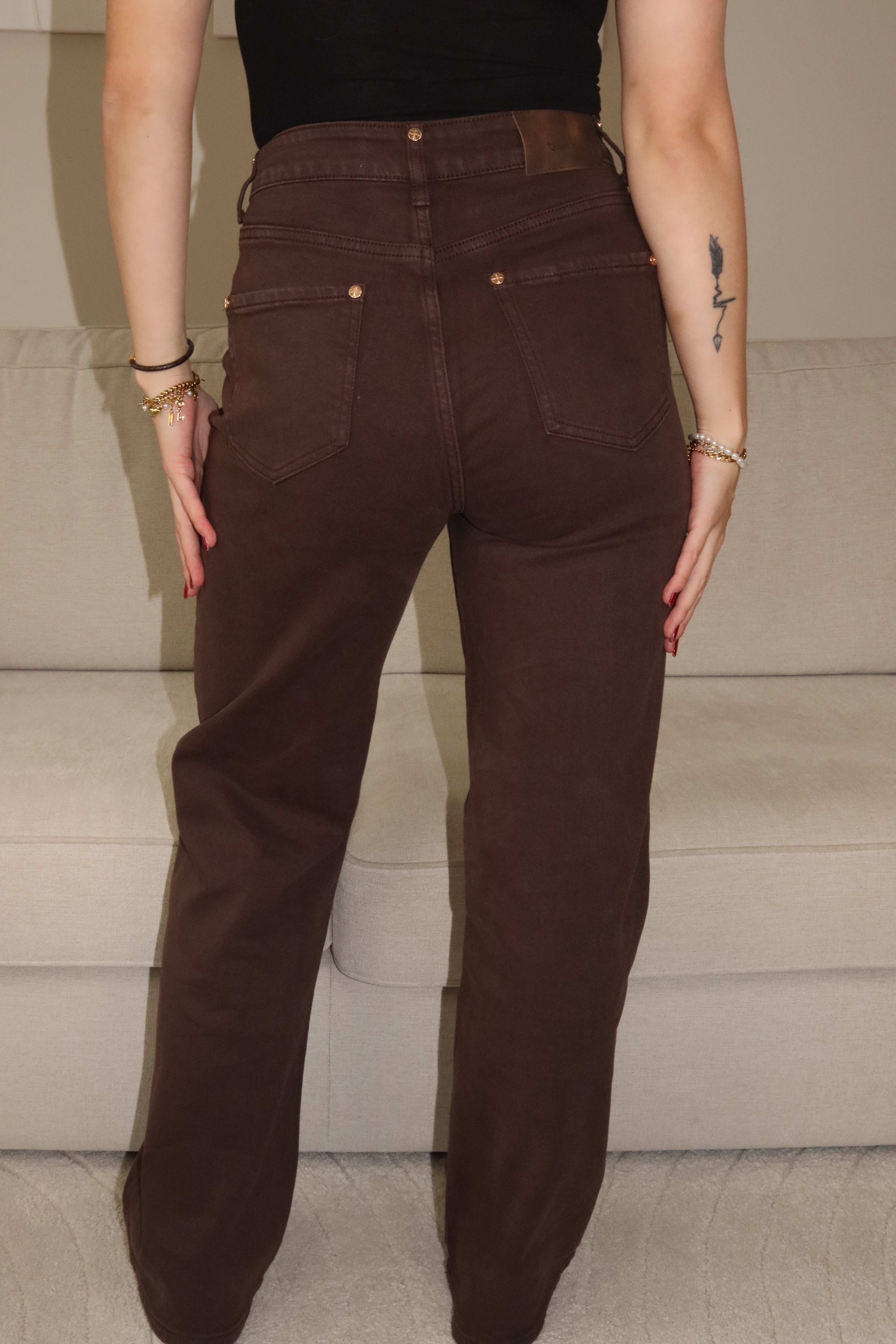 Lois Studs Wide Leg Brown