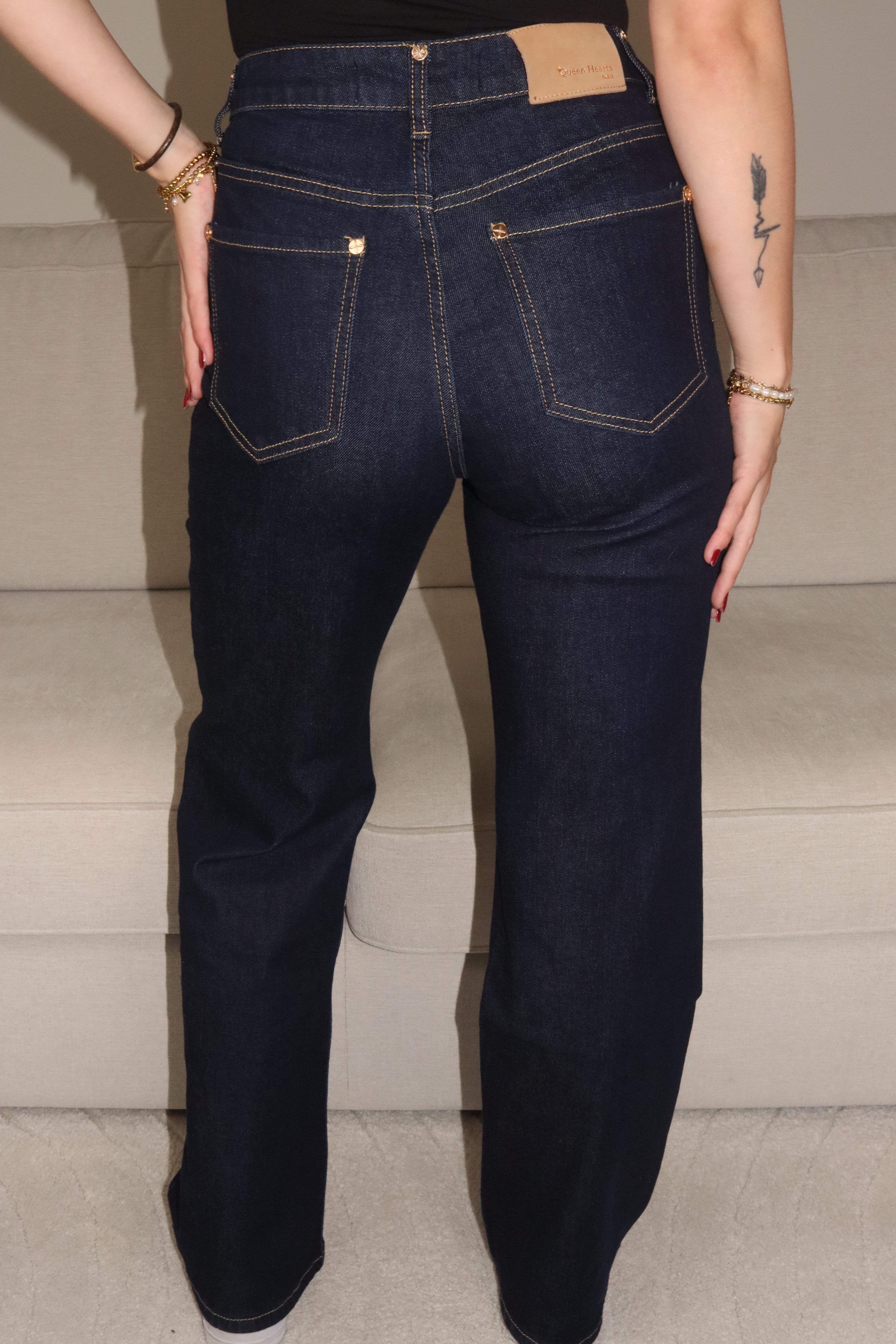 Lois Studs Wide Leg Dark Blue